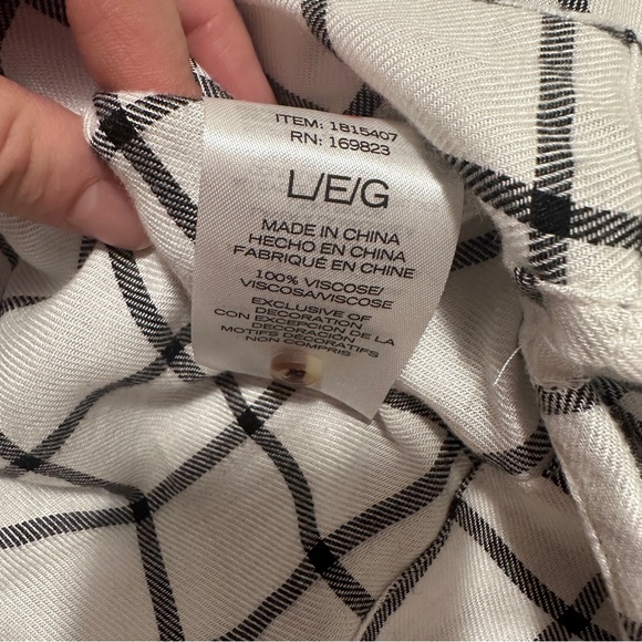 Wrangler Black White Plaid Loose Fit Blouse Size Large Women’s - Picture 7 of 7